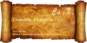 Csanády Klaudia névjegykártya